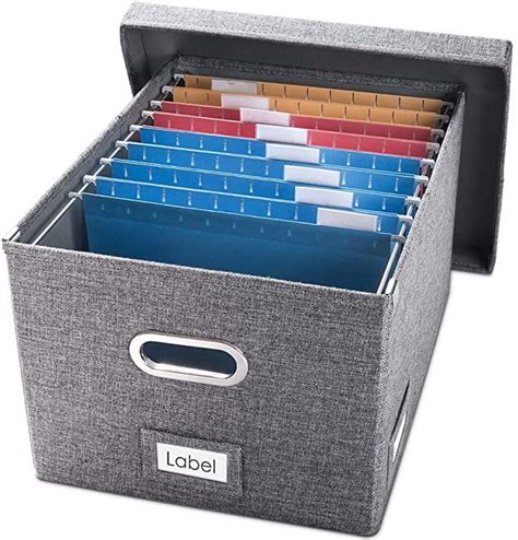 PRANDOM File Organizer Box - Set of 1 Collapsible Decorative Linen Filing Storage Hanging File ...