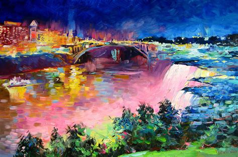 Niagara Falls By Night, Painting by Vladimir | Artmajeur