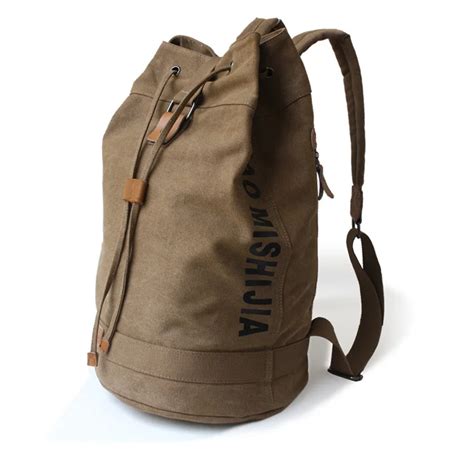 Large Capacity Men Canvas Backpack Sports Drawstring Bucket Bag Concise Sack Pack Free Shipping ...