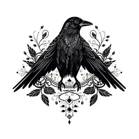 Raven Folk With Ornament Mystic Bird For Halloween Isolated Vector Hand ...