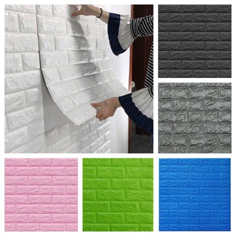 3D Brick Wall Stickers foam white thick DIY Self Adhesive 70×77cm Decor Foam Waterproof ...