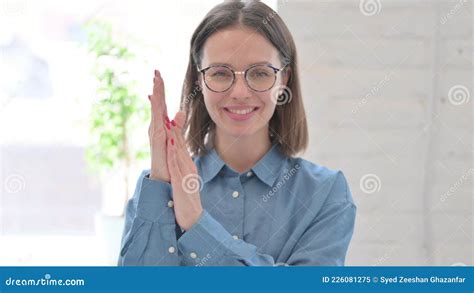 Portrait of Excited Woman Clapping, Applauding Stock Image - Image of ...