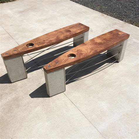 Outdoor Modern Bench with Industrial Concrete Wood and Stainless Steel For Sale at 1stDibs ...