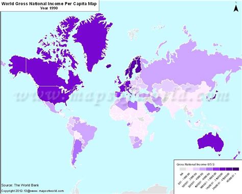 World Map - Countries by GNI Per Capita