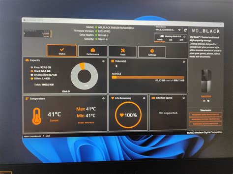 Acer Nitro 5 AN515-57 not supporting wd dashboard Interface speed — Acer Community