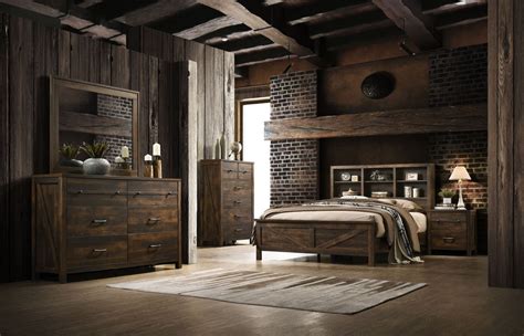 Rustic Bookcase King Bedroom Set | My Furniture Place