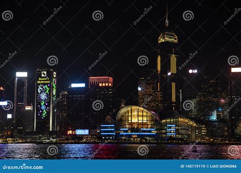 The Night View of Victoria Harbour Editorial Stock Image - Image of ...