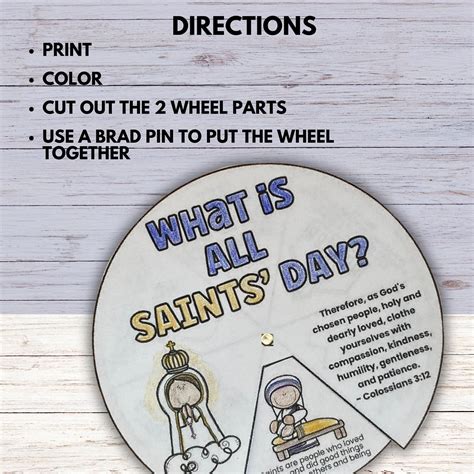 All Saints Day Coloring Wheel Craft Printable for Kids, Sunday School ...