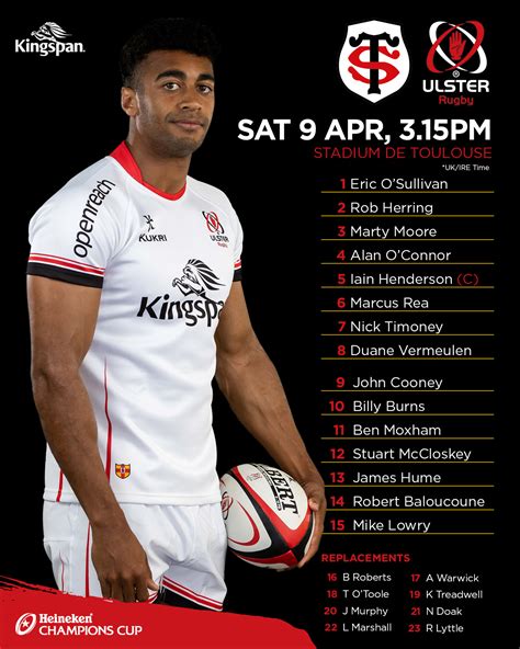 Ulster Rugby on Twitter: "🗞 𝙏𝙚𝙖𝙢 𝘼𝙣𝙣𝙤𝙪𝙣𝙘𝙚𝙢𝙚𝙣𝙩 Here is your Ulster team ...