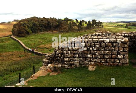 HADRIAN'S WALL: BIRDOSWALD ROMAN FORT, Cumbria. Aerial view reconstruction drawing by Philip ...