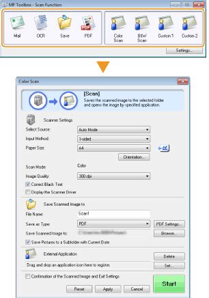 Configuring Scan Settings in MF Toolbox