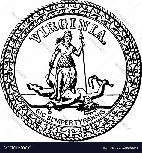 Seal of the commonwealth virginia 1875 vintage Vector Image