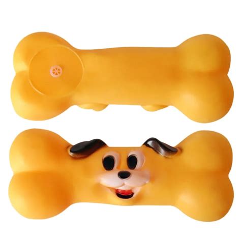 Dog Chewing Bone Toy Rubber Bone Shape Canvas Squeaker Sound Toy for ...