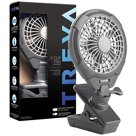 Buy Treva 5 Inch Battery Powered Clip Fan - Slim and Portable Cooling Travel Fan with USB ...