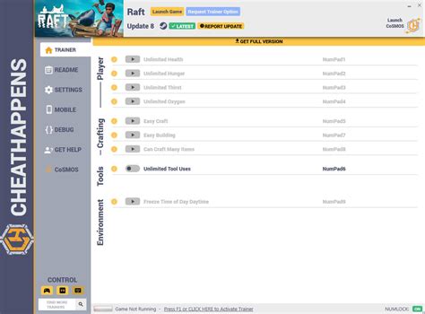 Raft Trainer +8 v1.08 (Cheat Happens) GAME TRAINER download pc cheat codes