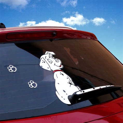 Rylybons 1PCS Car Stickers Cartoon Funny Spotted Dog Moving Tail sticker Car styling Reflective ...