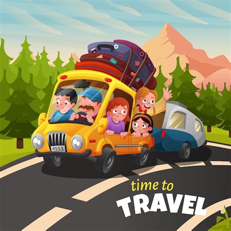 Premium Vector | Family and friends travel by car to nature in summer vector illustration