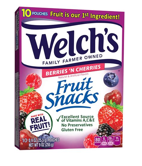 Buy Welch's Fruit Snacks, Berries N Cherries, 0.9 Oz, 10 Ct Online at ...