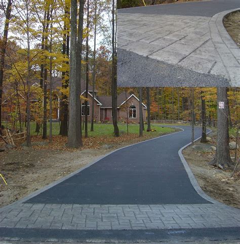 New asphalt driveway with a stamped concrete apron and border. | Outdoors | Driveway design ...