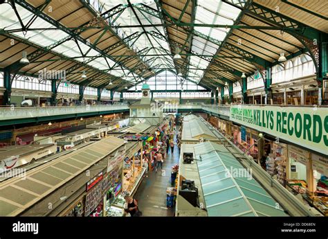 Cardiff indoor market a victorian market hall Cardiff city centre South Glamorgan South Wales GB ...