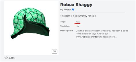 Robux Shaggy is sized too big causing it to not fit on the head and is incorrectly labeled as a ...