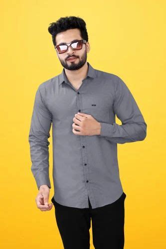 Plain Cotton One Pocket Shirt grey, Full Sleeves, Formal Wear at Rs 250 in Surat