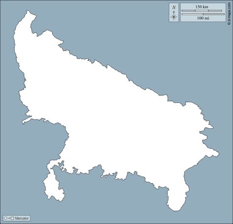 Uttar Pradesh free map, free blank map, free outline map, free base map ...