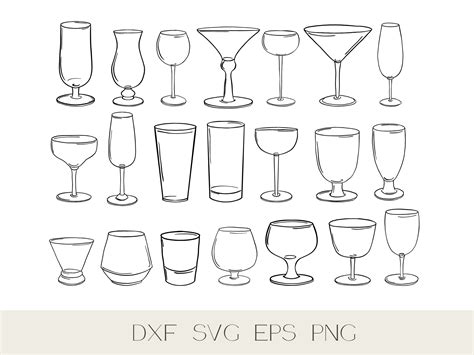 Wine Glass Outline Vector 21 Styles SVG Bundle Cut Files - Etsy