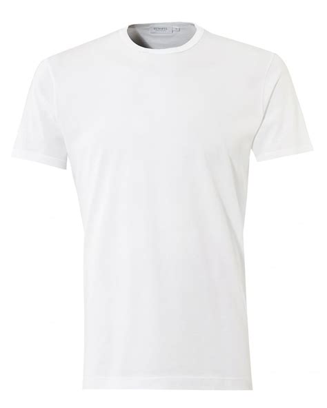 Sunspel Mens Plain T-Shirt, Crew Neck Cotton White Tee