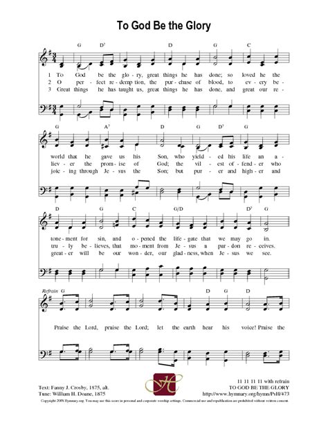 Hymn: To God be the Glory Gospel Song Lyrics, Hymn Music, Hymns Lyrics ...