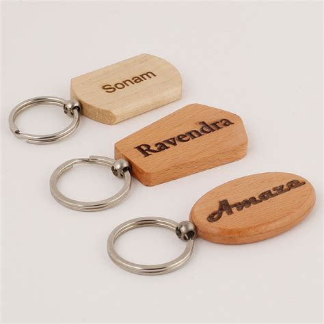 Buy/Send Engraved Wooden Key Chains Personalised Set of 3 Online- Ferns N Petals