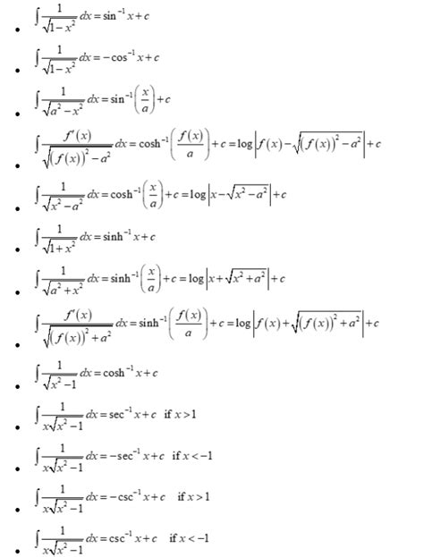 List of Integral Formulas - Rules for integration, Solved Example PDF