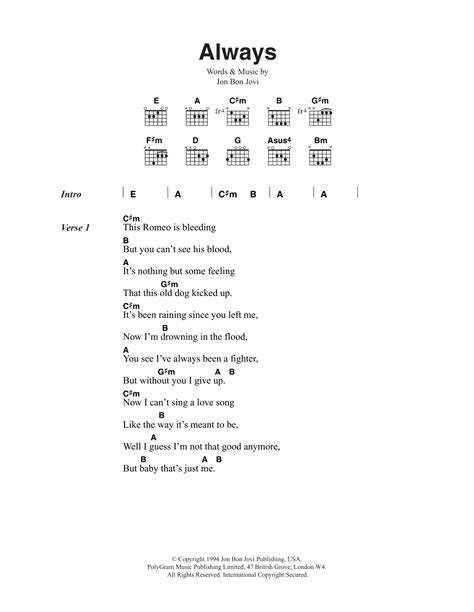 Always by Bon Jovi - Guitar Chords/Lyrics - Guitar Instructor