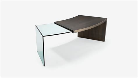 Pegaso Extendable Desk in Canaletto Henne & Clear Glass