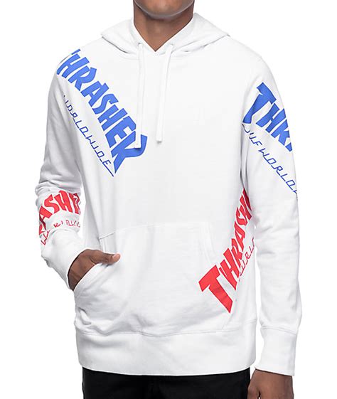 HUF x Thrasher TDS Allover White Hoodie | Zumiez