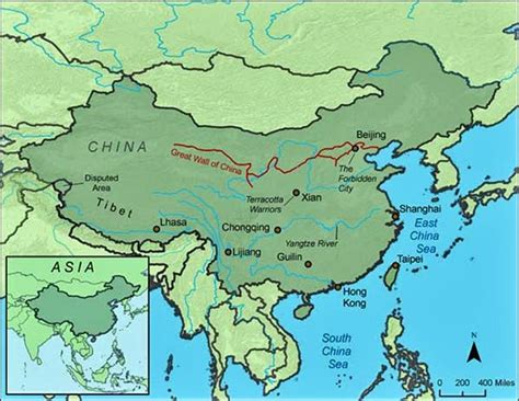 Muralla China mapa - Mapa de la gran muralla China (Asia Oriental - Asia)