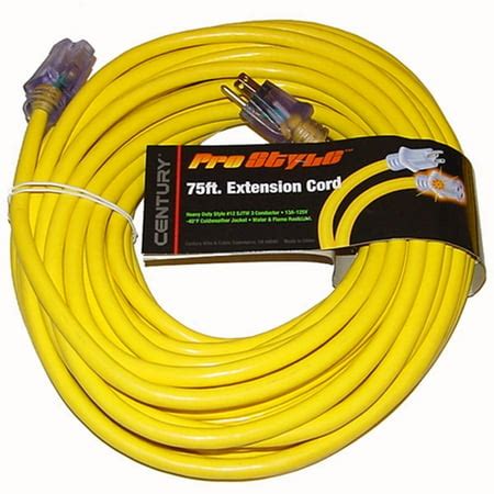 75 Foot Heavy Duty Electric Extension Power Cord 12 Gauge Cable Indoor Outdoor Yel - Walmart.com