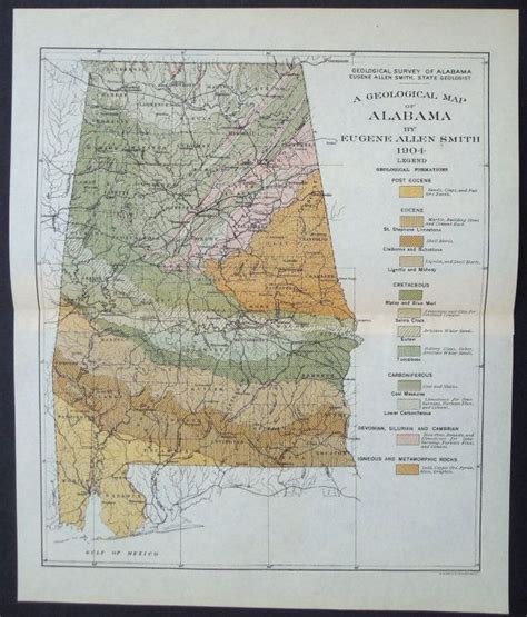 1904 Alabama Geological Map. Geological Divisions & | Etsy | Geology ...