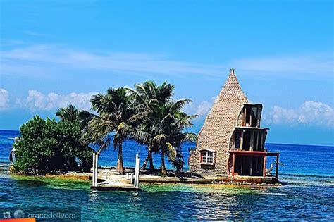 A house built of conch shells on one of the small southern cayes