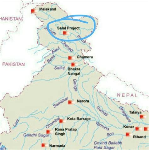 Bhakra Nangal Dam In India Map