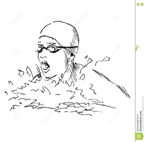 Illustration about Hand sketch head swimmer. Vector illustration ...