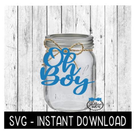 Oh Boy SVG, Baby Shower Glass Jar Tag SVG File, Glass Jar Tags SVG ...