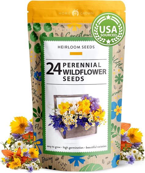 Wildflower Seeds | Bulk Mix of 24 Different Varieties of Non-GMO ...