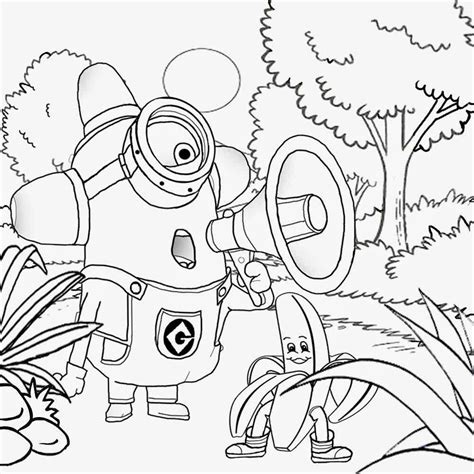 Free kids stuff funny cartoon drawing of banana man with one eyed minion coloring pages to ...