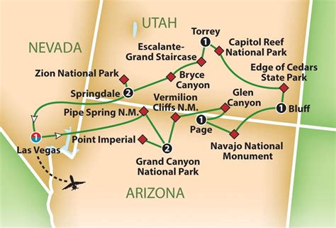 Utah Arizona National Parks Map