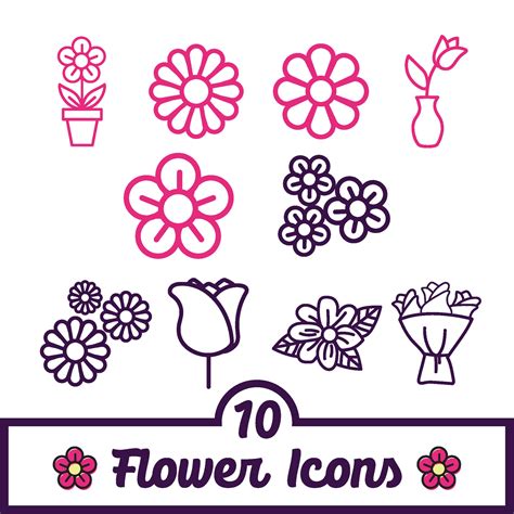 Set of outline flower icons Vector illustration 34207005 Vector Art at ...