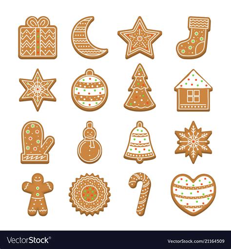 Cartoon christmas cookies icon set Royalty Free Vector Image