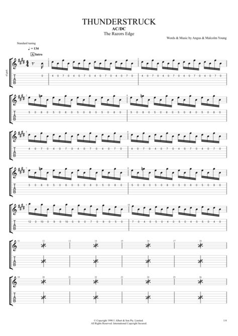 Thunderstruck by AC/DC - Full Score Guitar Pro Tab | mySongBook.com