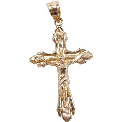 Vintage 14k Gold Crucifix Cross Pendant from arnoldjewelers on Ruby Lane