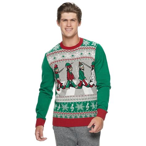 Men's Elves Abbey Road Light-Up Christmas Sweater, Size: Large, Dark ...